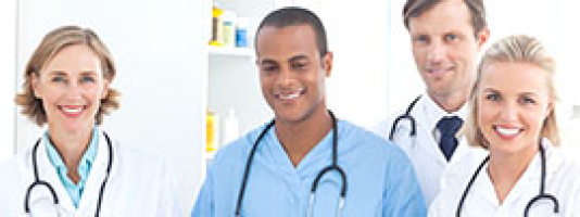 A smiling group of healthcare workers